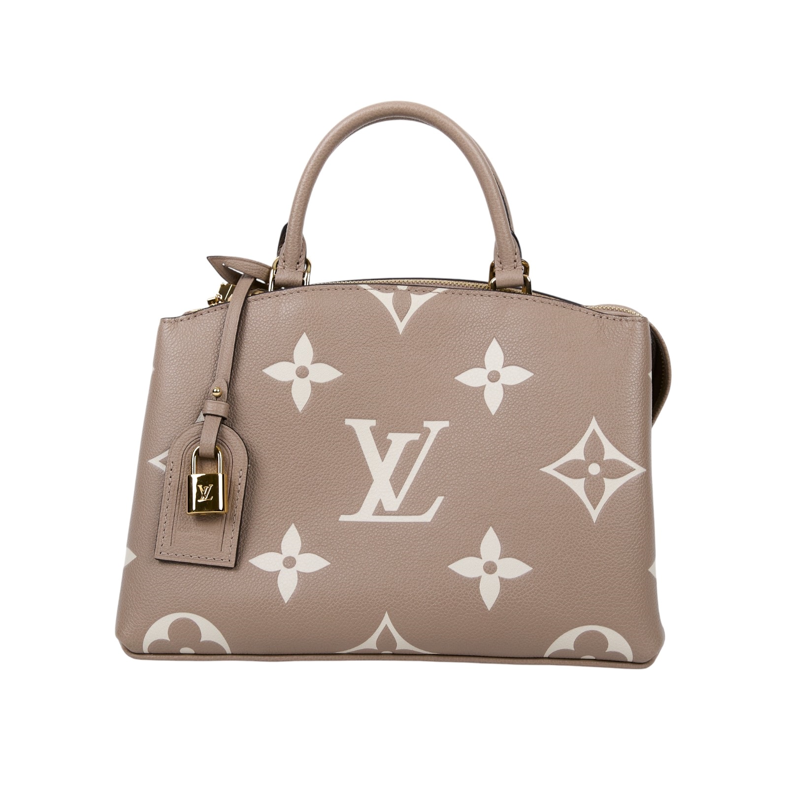 路易威登 LOUIS VUITTON Petit Palais 斑鳩灰奶油 壓花粒面牛皮 手提包 單肩包 M58914 晶片款  防塵袋/購買證明/鎖組