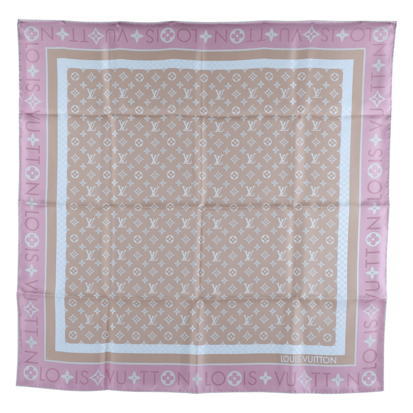 路易威登 LOUIS VUITTON monogram infinity square 絲巾 蠶絲 M79931 粉原花印花絲巾 90CM 原廠盒子