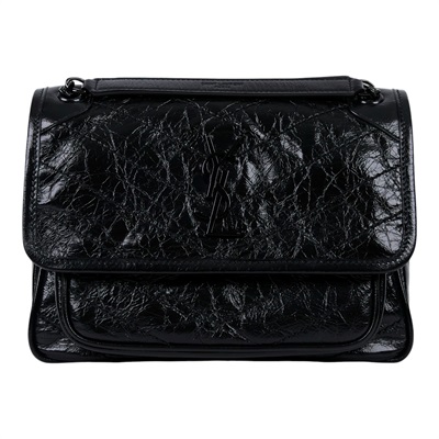聖羅蘭 YSL SAINT LAURENT Niki 復古小牛皮 Baby 斜背 翻蓋包 6331850EN08 黑NIKI BABY 防塵袋/購買證明