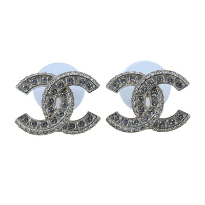 香奈兒 CHANEL CC 珍珠 耳釘 耳環 A23V 金色雙C水鑽珍珠耳環 原廠盒子/內襯