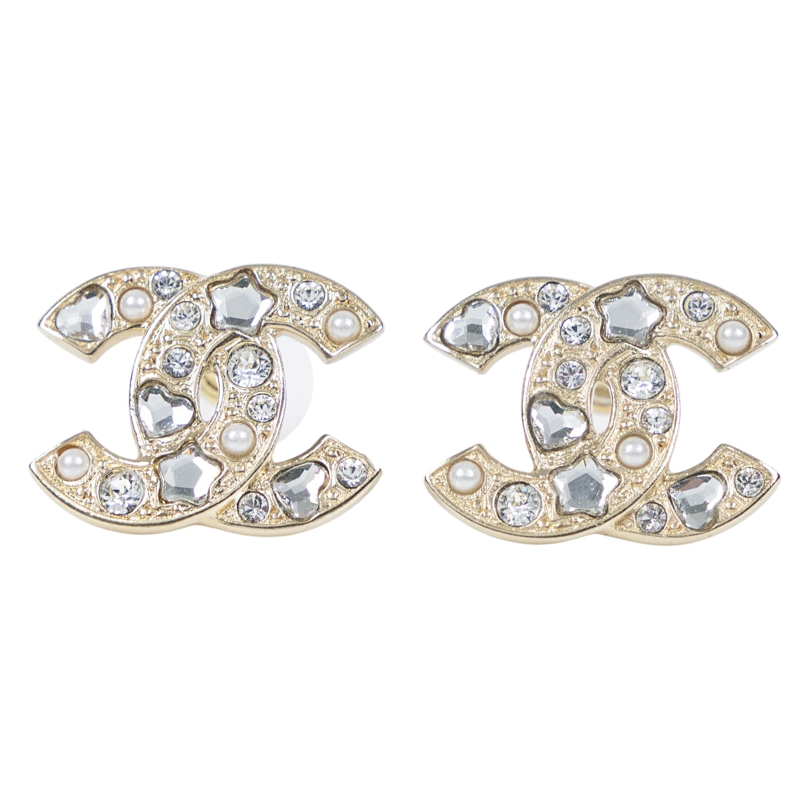 香奈兒 CHANEL CC LOGO 耳環 耳釘 F25P 金色大雙C耳環 原廠盒子/內襯