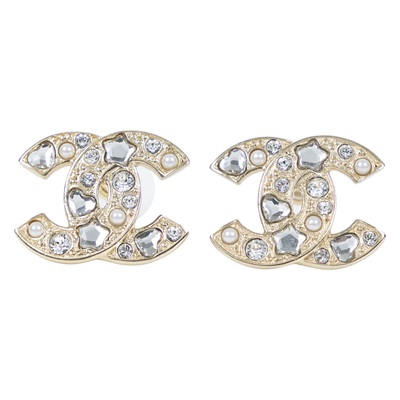 香奈兒 CHANEL CC LOGO 耳環 耳釘 F25P 金色大雙C耳環 原廠盒子/內襯