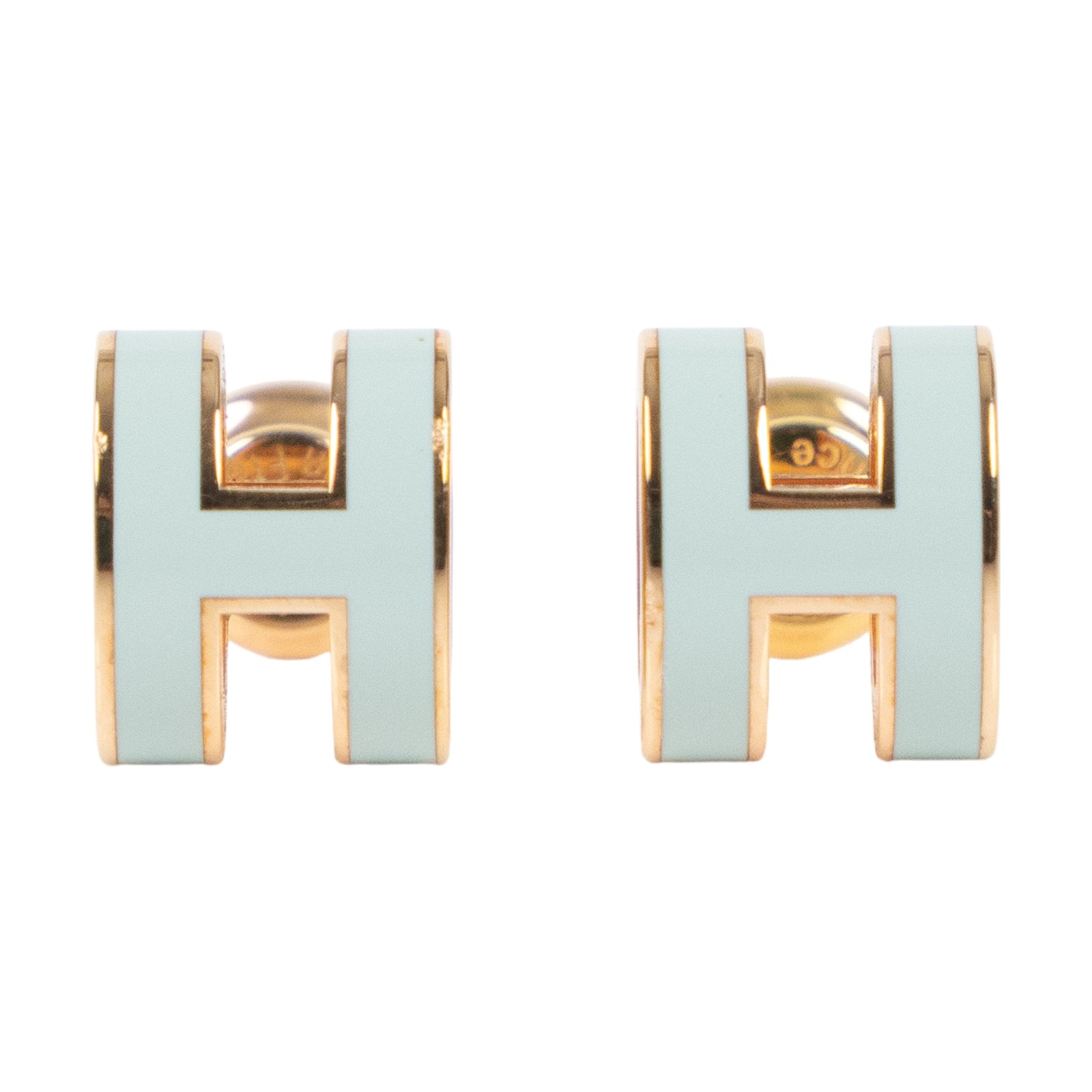 愛馬仕 Hermes Mini Pop H 耳釘 POPHEMINI GD0234 淺藍MINI POP H耳環 原廠盒子/防塵袋/內襯