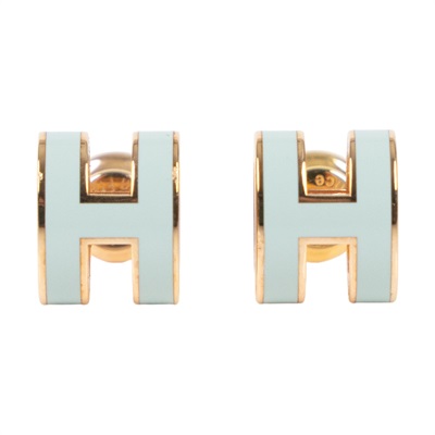 愛馬仕 Hermes Mini Pop H 耳釘 POPHEMINI GD0234 淺藍MINI POP H耳環 原廠盒子/防塵袋/內襯