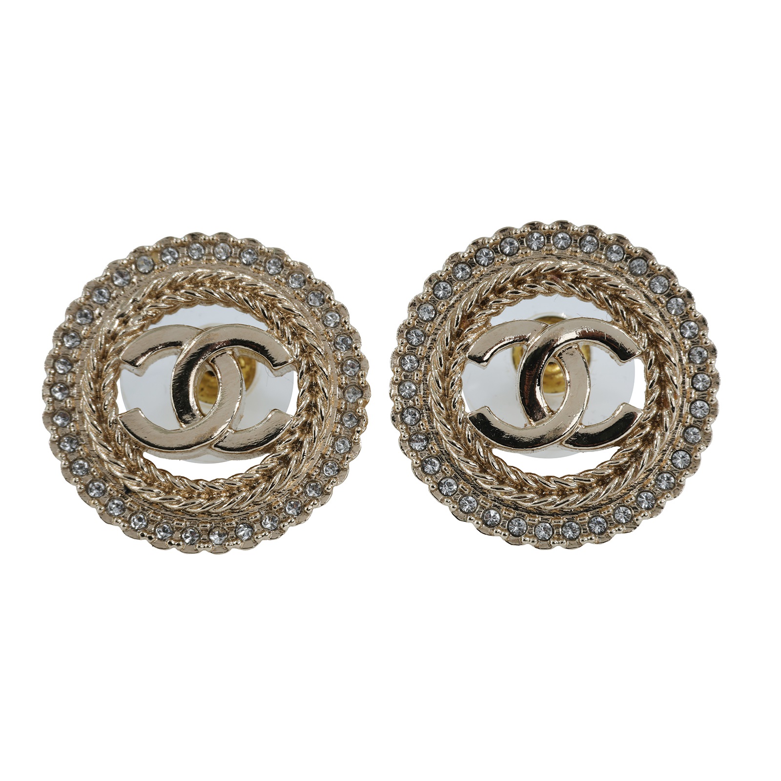 香奈兒 CHANEL CC LOGO 耳環 耳釘 ABE549/B24 K 金色圓圈貼耳雙C耳環 原廠盒子/防塵袋/購買證明