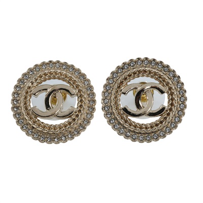 香奈兒 CHANEL CC LOGO 耳環 耳釘 ABE549/B24 K 金色圓圈貼耳雙C耳環 原廠盒子/防塵袋/購買證明