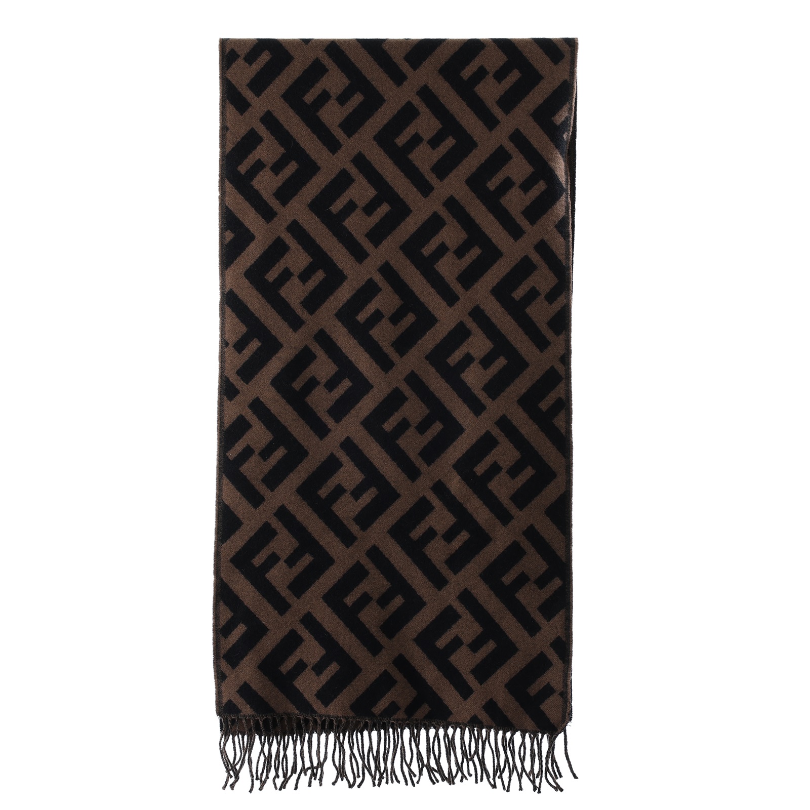 芬迪 FENDI FF 棕色羊絨 圍巾 FXT260A8RSF0QE1 棕色羊毛FF圍巾 防塵袋