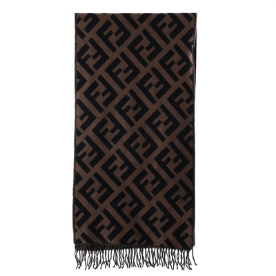 芬迪 FENDI FF 棕色羊絨 圍巾 FXT260A8RSF0QE1 棕色羊毛FF圍巾 防塵袋