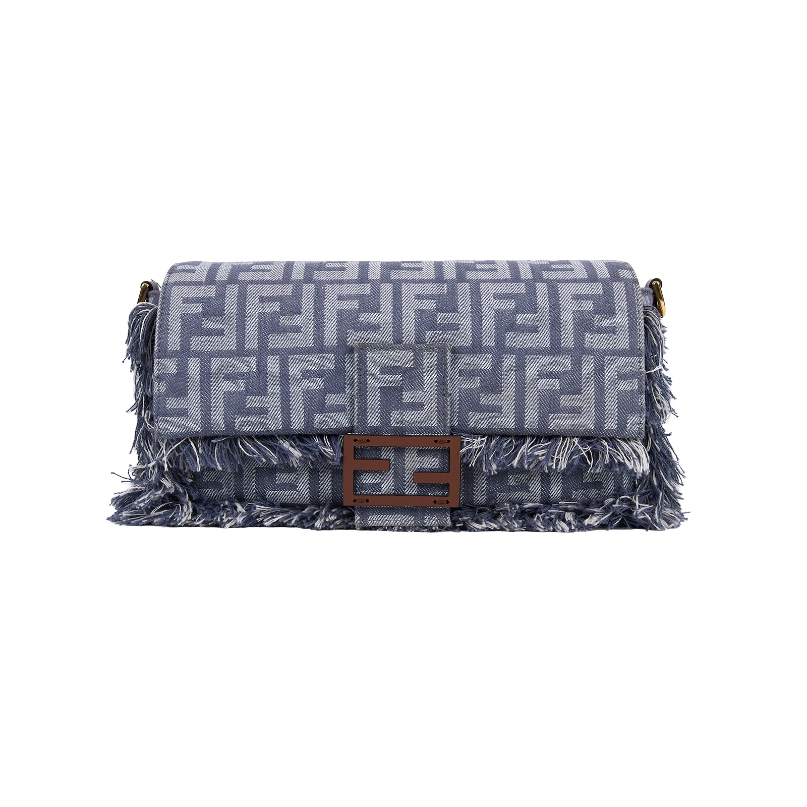 芬迪 FENDI Baguette 手提包 藍色丹寧效果 FF提花 8BR600AUT4 丹寧FF BAGUETTE法棍包 原廠盒子/防塵袋/背帶/購買證明
