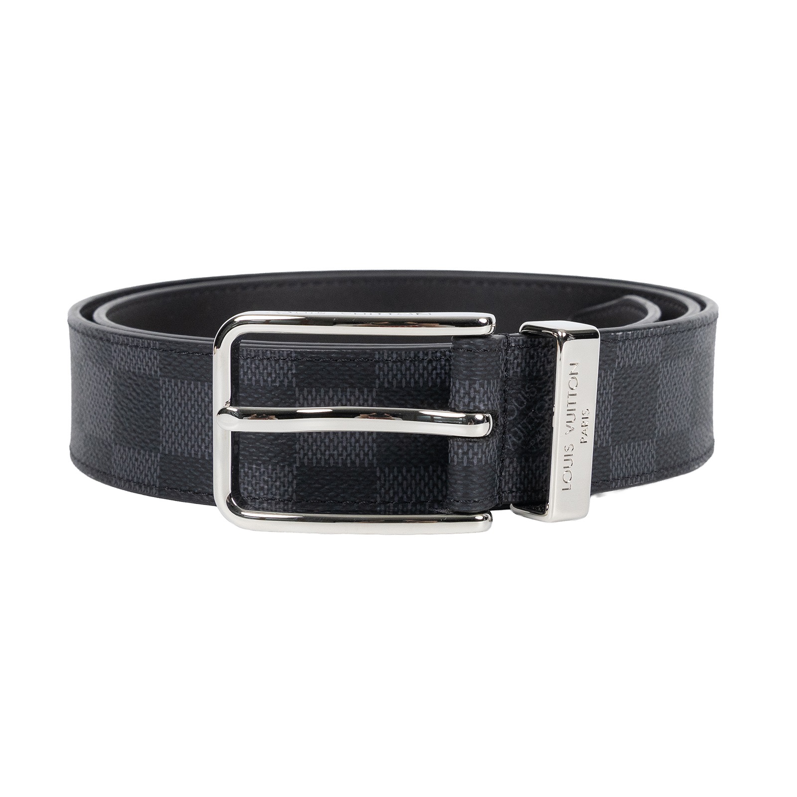 路易威登 LOUIS VUITTON Pont Neuf 皮帶 M8200T 黑棋盤皮帶 #95 防塵袋