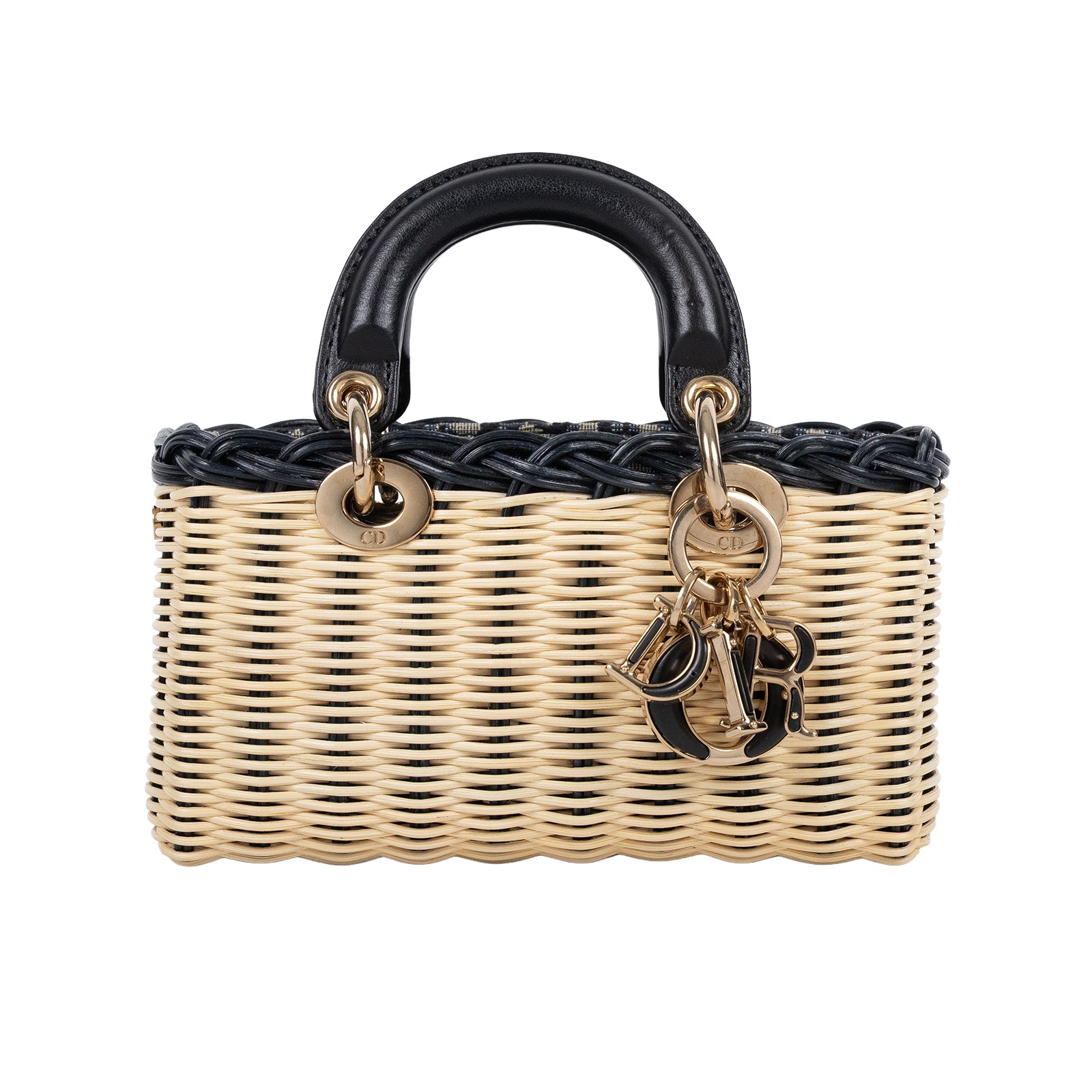 迪奧 CHRISTIAN DIOR Lady D-Joy 微型手袋 S09105MVZ 藍緹花帆布柳編D-JOY 微型 無附屬品