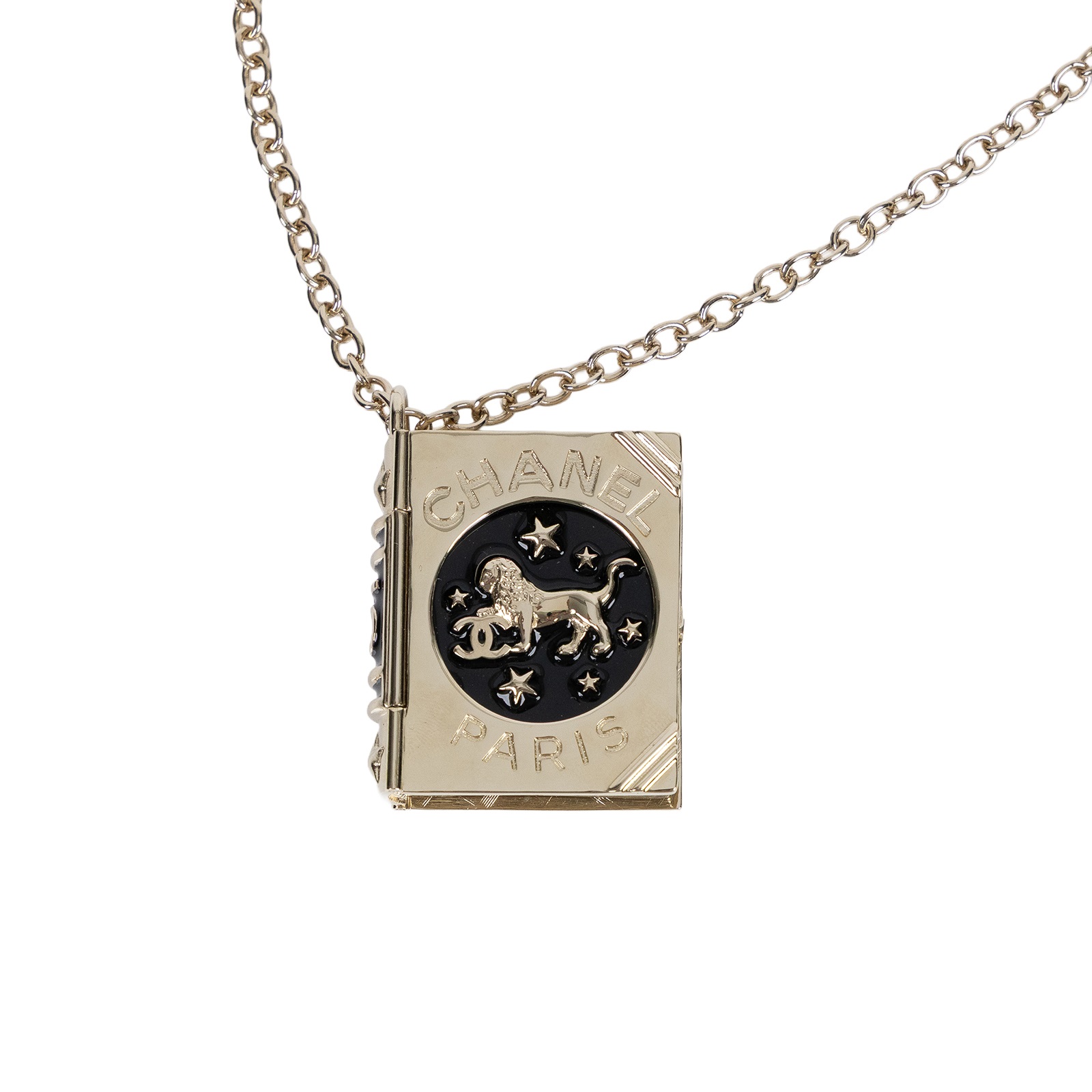 香奈兒 CHANEL CC LOGO 項鍊 G22C 獅子書本項鍊 原廠盒子/內襯