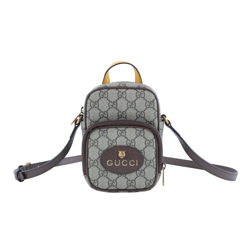 古馳 GUCCI Neo Vintage 迷你 GG 手提/斜背手機包 658556 棕G紋迷你肩背包 原廠盒子/防塵袋