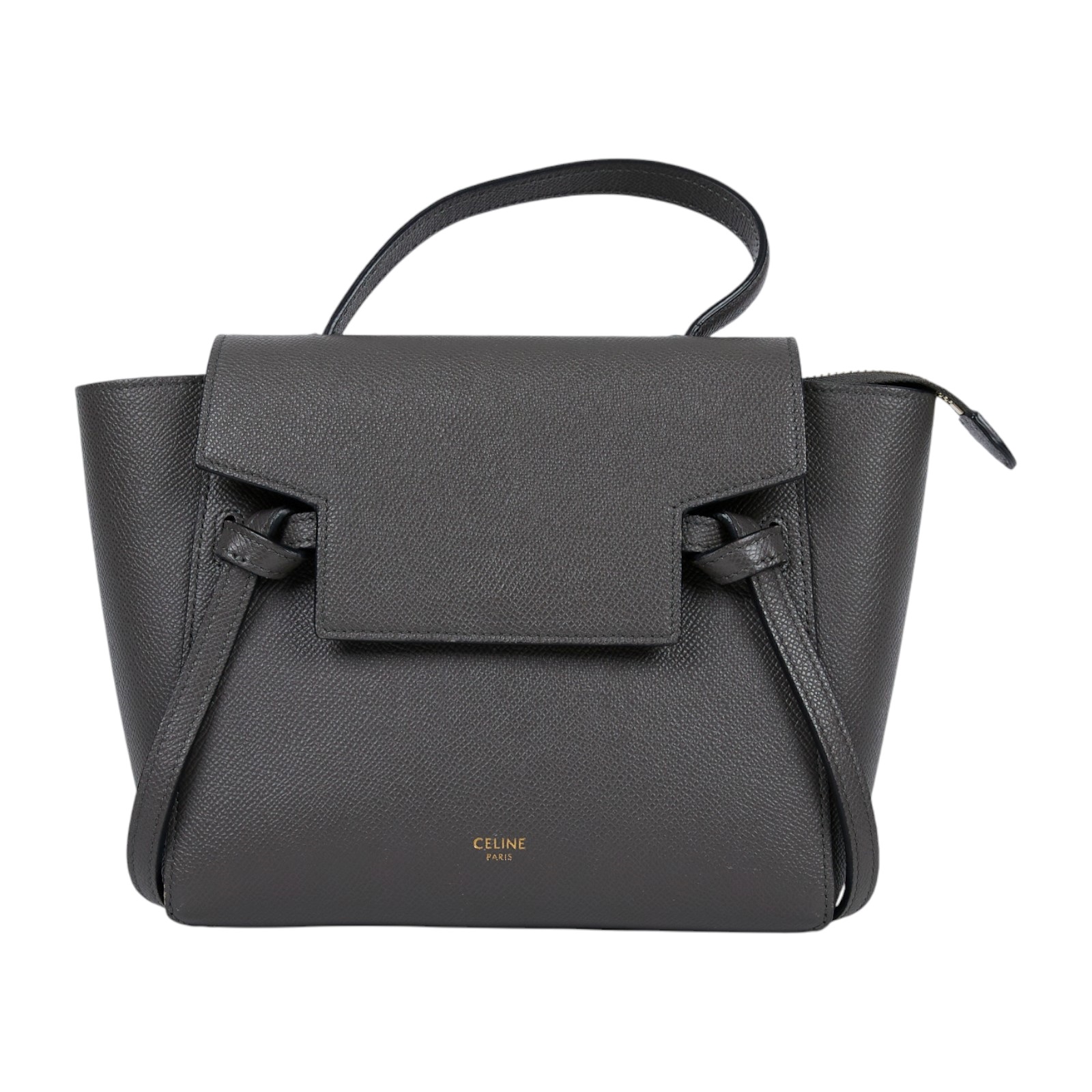 思琳 CELINE 珠地小牛皮 袖珍型 Belt 手袋 189003ZVA 深灰BELT NANO 防塵袋/背帶