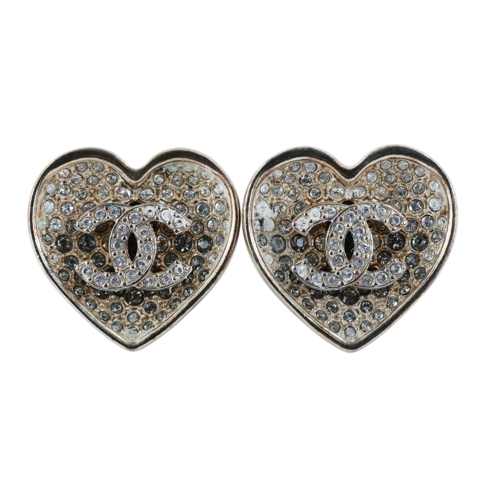 香奈兒 CHANEL CC LOGO 水鑽 耳環 耳釘 C23P 愛心水鑽耳環 原廠盒子/內襯