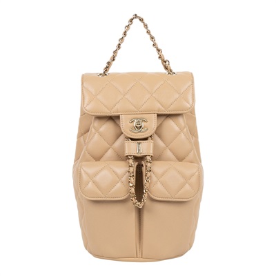 香奈兒 CHANEL 菱格紋 雙肩包 後背包 AS3200 B08045 晶片款 奶茶荔枝後背包 原廠盒子/防塵袋/購買證明影本