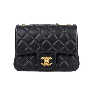 香奈兒 CHANEL CC logo 山茶花 方胖 口蓋包 AS4040 B10716 晶片款 黑金羊山茶花鍊方胖 原廠盒子/防塵袋/購買證明影本