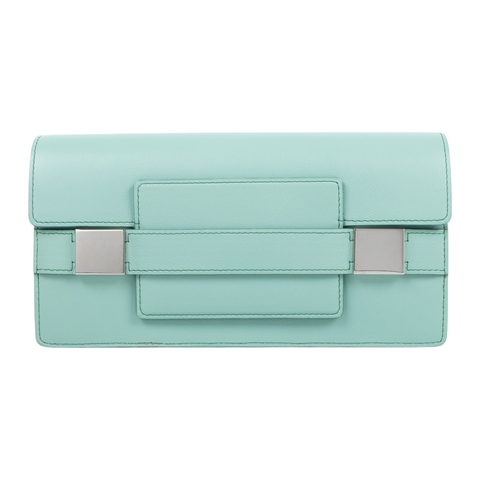 德爾沃 DELVAUX  Madame 手拿包 AA0314ABC044RPA 綠銀手拿包 防塵袋/購買證明影本