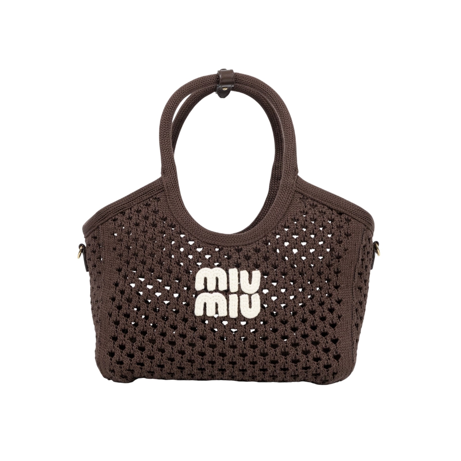 繆繆 MIU MIU IVY 織物手袋 小型 5BA284_2F8E 咖啡編織IVY 防塵袋/購買證明