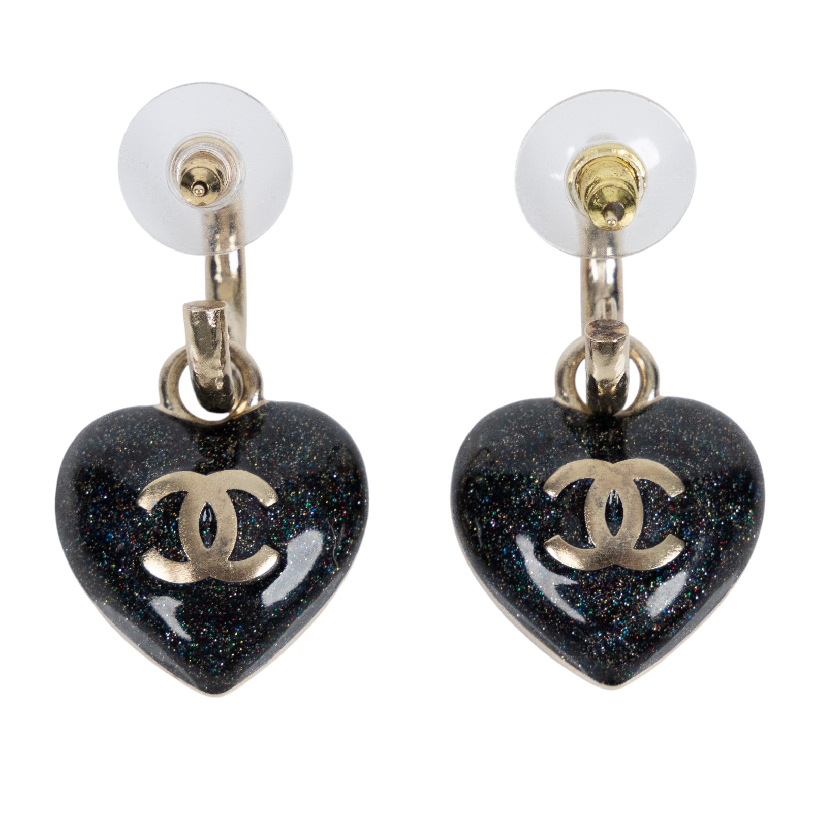 香奈兒 CHANEL CC LOGO 耳環 耳釘 C23P 雙面愛心耳環 無附屬品