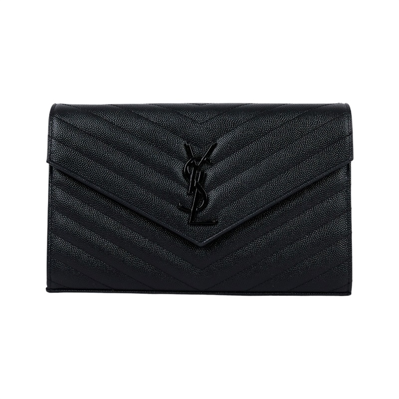 聖羅蘭 YSL SAINT LAURENT Cassandre 經典粒面皮革 鏈條 錢包 同色五金 377828BOW08  原廠盒子/購買證明