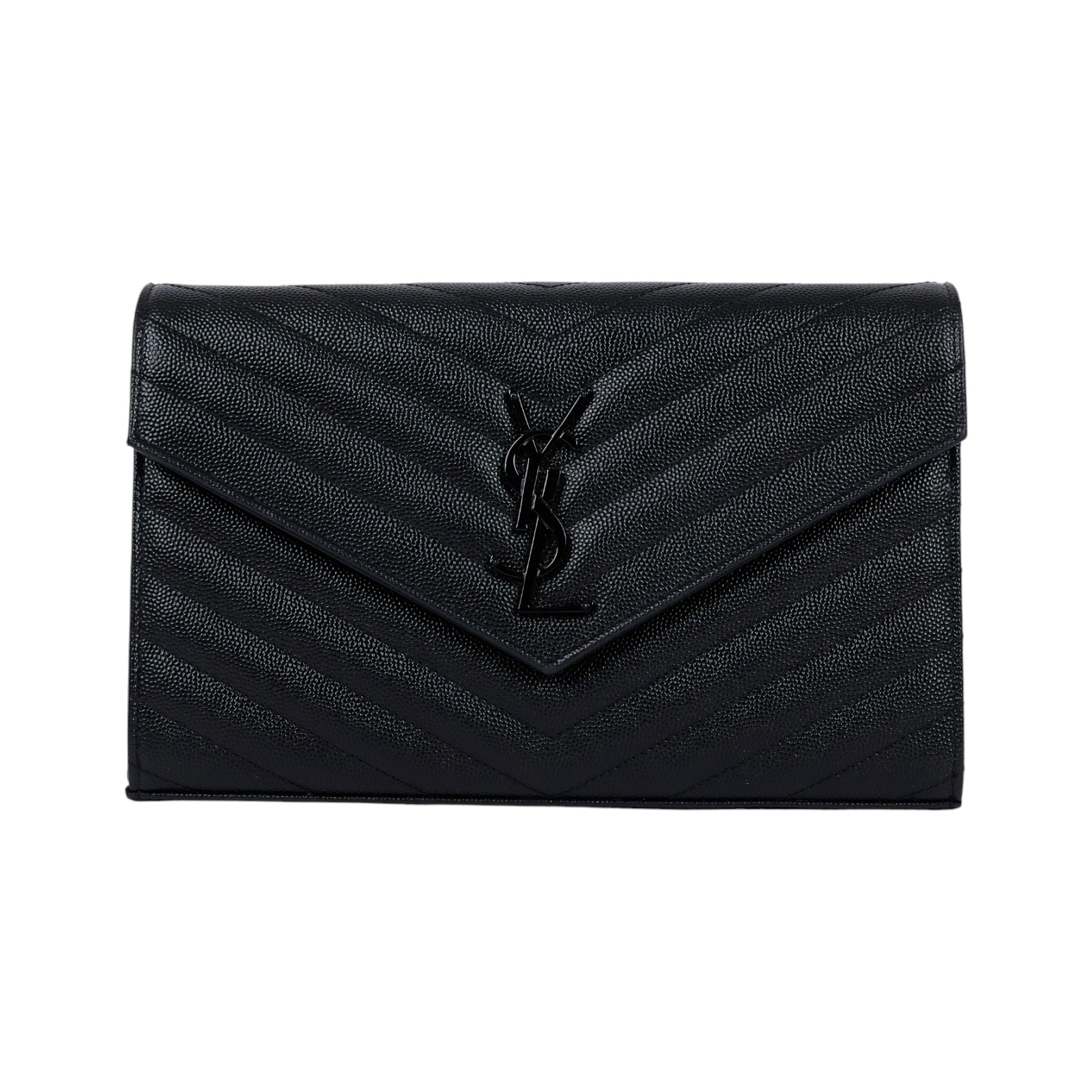 聖羅蘭 YSL SAINT LAURENT Cassandre 經典粒面皮革 鏈條 錢包 同色五金 377828BOW08  原廠盒子/購買證明