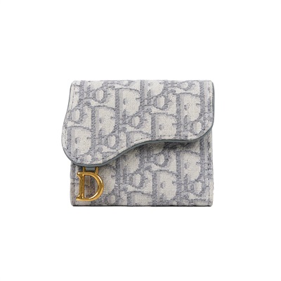 迪奧 CHRISTIAN DIOR Saddle Lotus 錢包 短夾 緹花 S5652CTZQ 緹花帆布三折短夾 原廠盒子/防塵袋