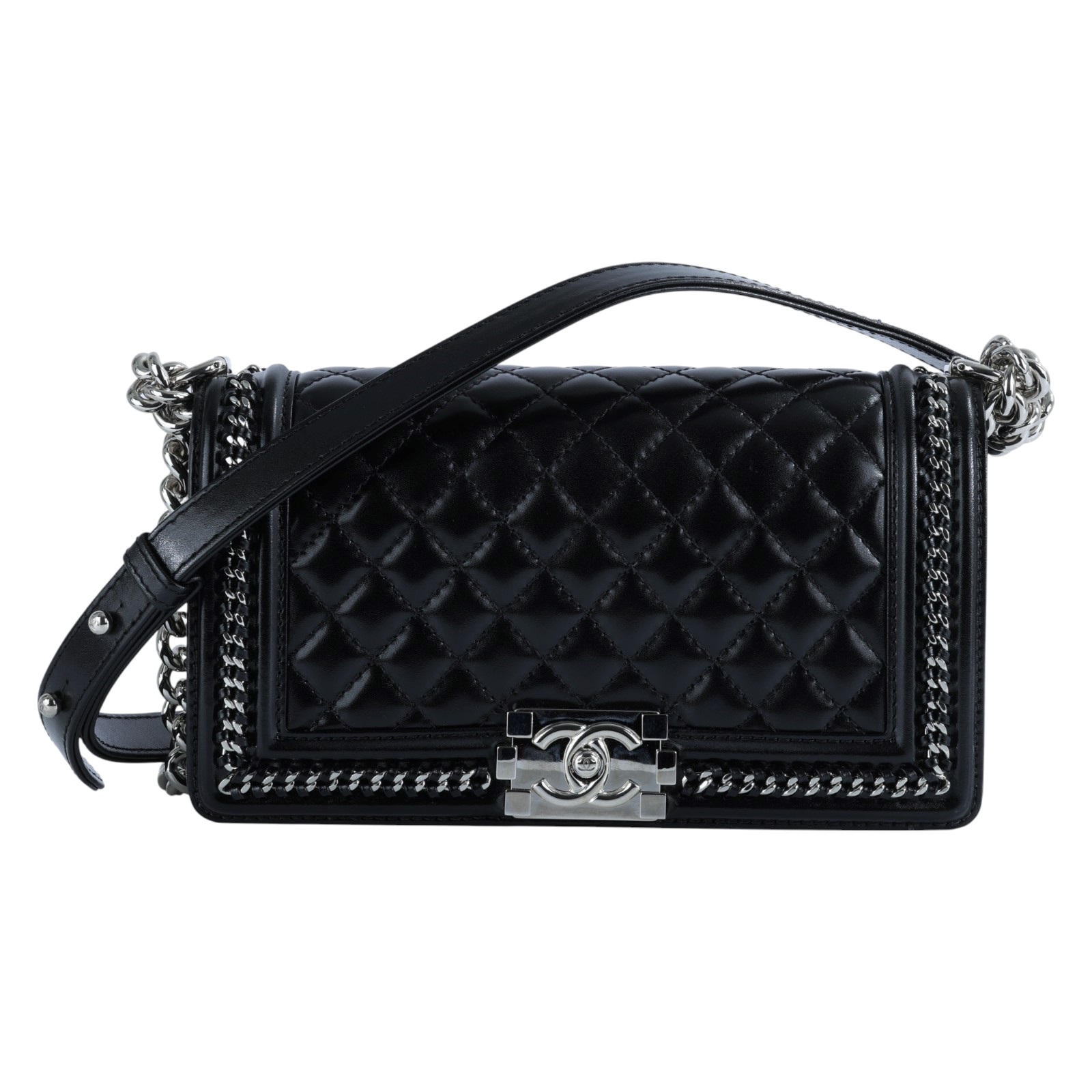 香奈兒 CHANEL Boy 25 口蓋包 A67086 30開黑銀BOY25 防塵袋/保證卡