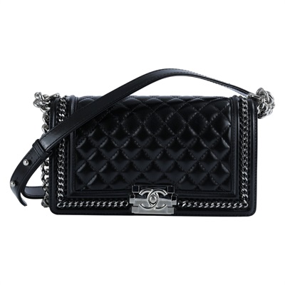 香奈兒 CHANEL Boy 25 口蓋包 A67086 30開黑銀BOY25 防塵袋/保證卡