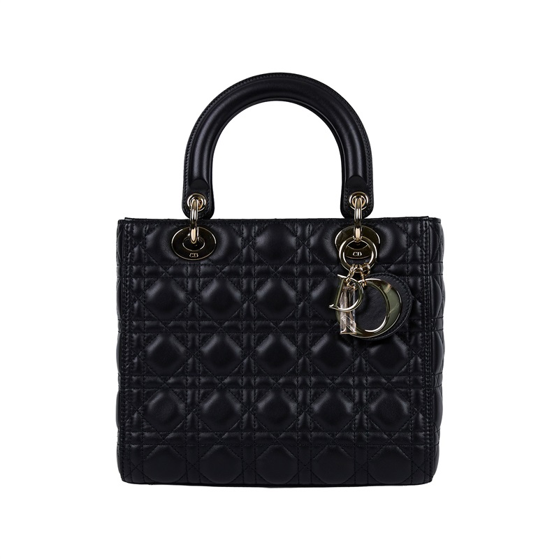 迪奧 CHRISTIAN DIOR Lady Dior 中型 手提 羊皮 藤格纹 M0565ONGEM900  原廠盒子/防塵袋/台灣購買證明/背帶