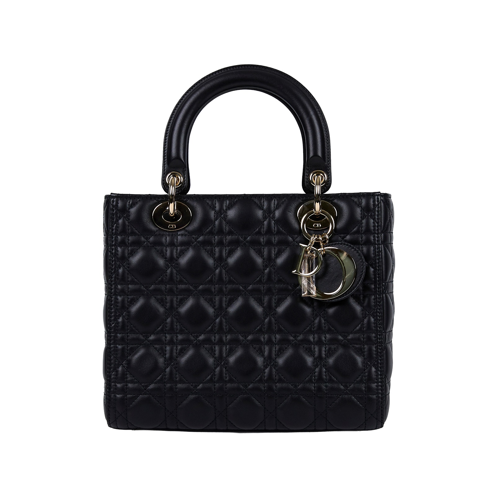 迪奧 CHRISTIAN DIOR Lady Dior 中型 手提 羊皮 藤格纹 M0565ONGEM900  原廠盒子/防塵袋/台灣購買證明/背帶