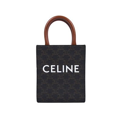 思琳 CELINE Triomphe帆布 迷你 直式 Cabas 肩背 手提包 194372BZK 黑凱旋門直立CABAS MINI 防塵袋