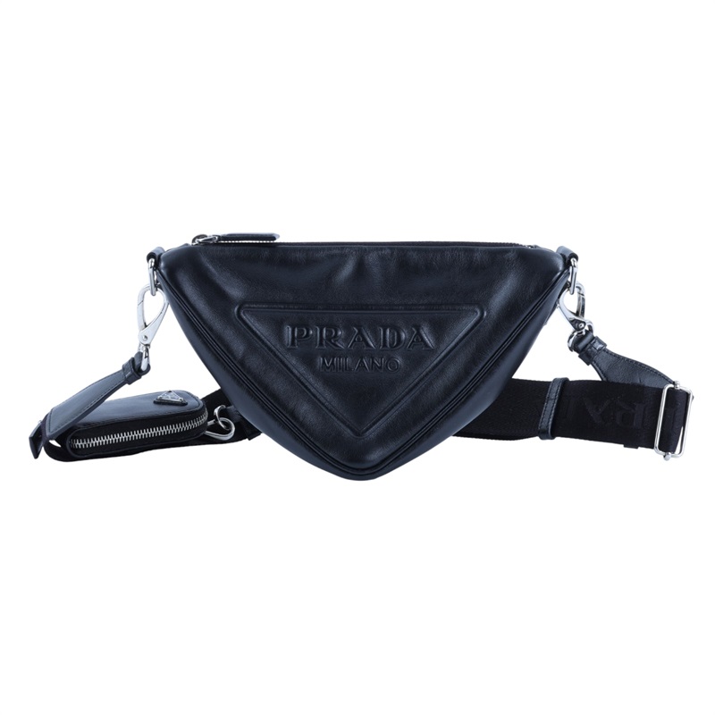 普拉達 PRADA 肩背包 1BH190_2BYA 黑三角肩背包 防塵袋/購買證明