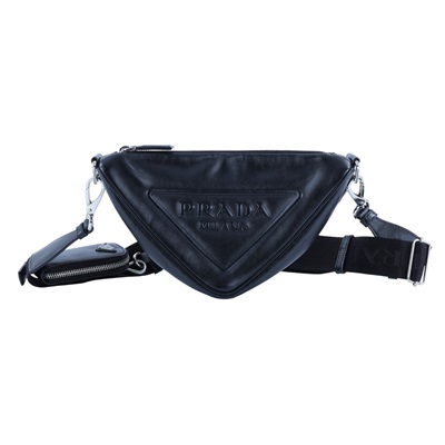 普拉達 PRADA 肩背包 1BH190_2BYA 黑三角肩背包 防塵袋/購買證明