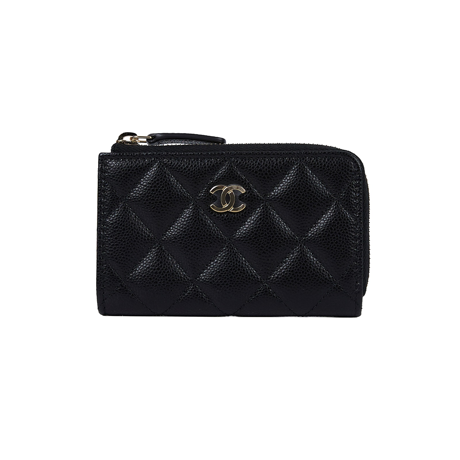 香奈兒 CHANEL CC LOGO 菱格紋 鑰匙包 零錢包 AP0221 晶片款 黑荔枝零錢鑰匙包 原廠盒子/防塵袋