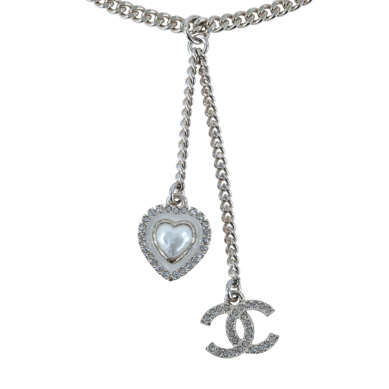 香奈兒 CHANEL CC LOGO 項鍊 5176777577265C24A 水鑽雙C愛心項鍊 原廠盒子/內襯