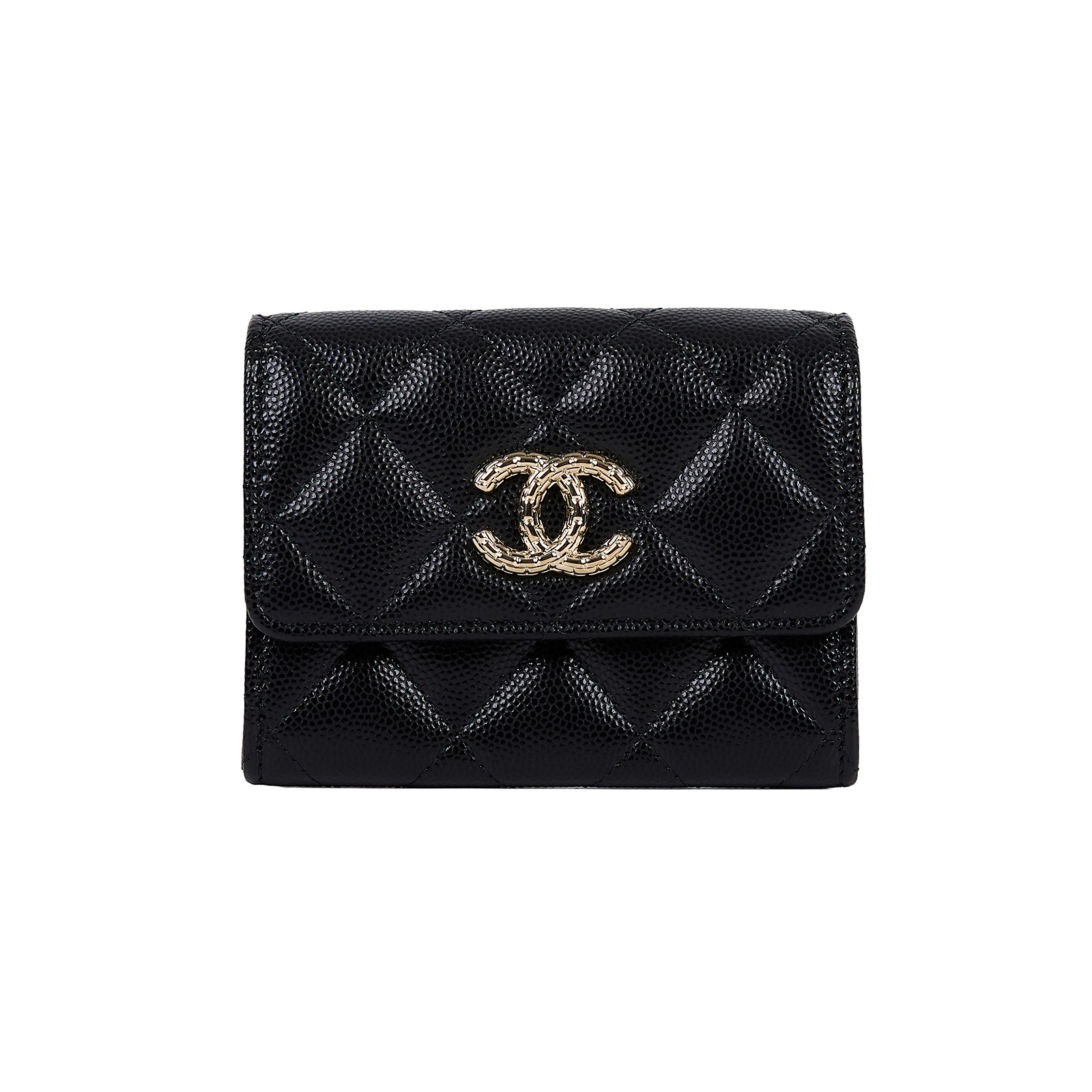 香奈兒 CHANEL CC LOGO 零錢包 卡片夾 AP31979B 晶片款 黑金荔枝絲巾卡包 防塵袋