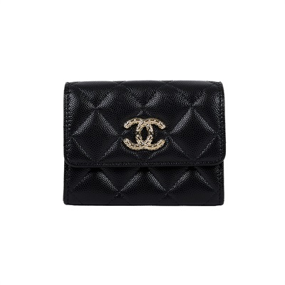 香奈兒 CHANEL CC LOGO 零錢包 卡片夾 AP31979B 晶片款 黑金荔枝絲巾卡包 防塵袋