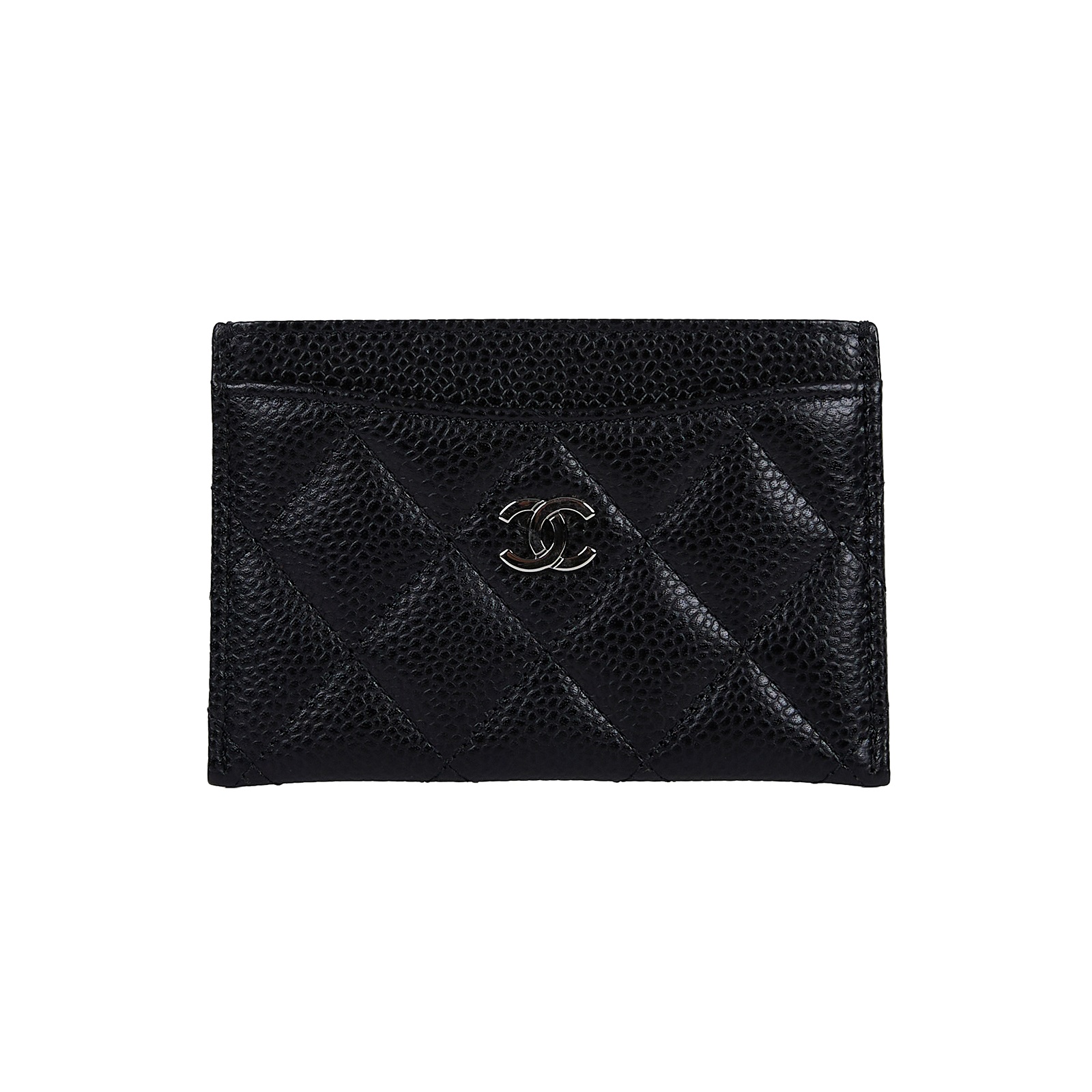 香奈兒 CHANEL CC LOGO 經典卡片夾 AP0213 25開黑銀荔枝卡夾 原廠盒子/防塵袋/保證卡