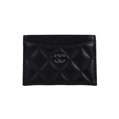 香奈兒 CHANEL CC LOGO 經典卡片夾 AP0213 25開黑銀荔枝卡夾 原廠盒子/防塵袋/保證卡