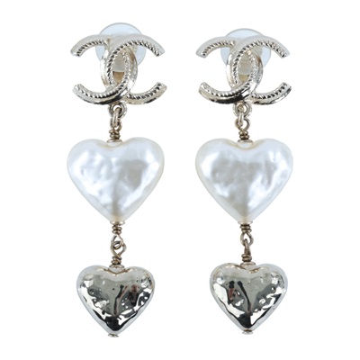 香奈兒 CHANEL CC LOGO 夾式 耳環 S22C 金色雙C愛心垂墜夾式耳環 原廠盒子/內襯