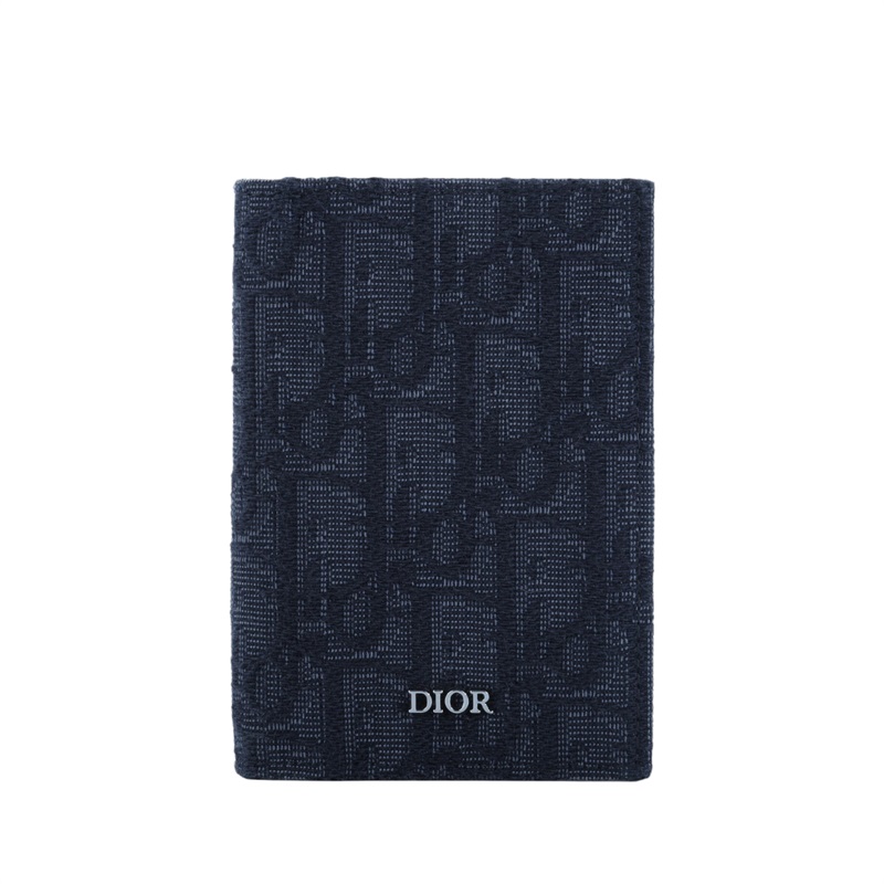 迪奧 CHRISTIAN DIOR 對折卡夾 2ESCH138YSE 深色緹花二折卡夾 原廠盒子/防塵袋/購買證明