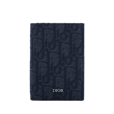 迪奧 CHRISTIAN DIOR 對折卡夾 2ESCH138YSE 深色緹花二折卡夾 原廠盒子/防塵袋/購買證明