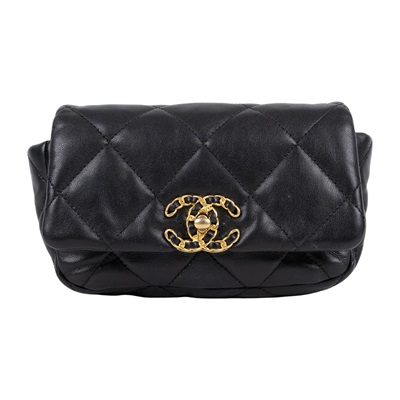 香奈兒 CHANEL CC LOGO 19 側背包 口蓋包 AS1163 28開黑19腰包 防塵袋/保證卡