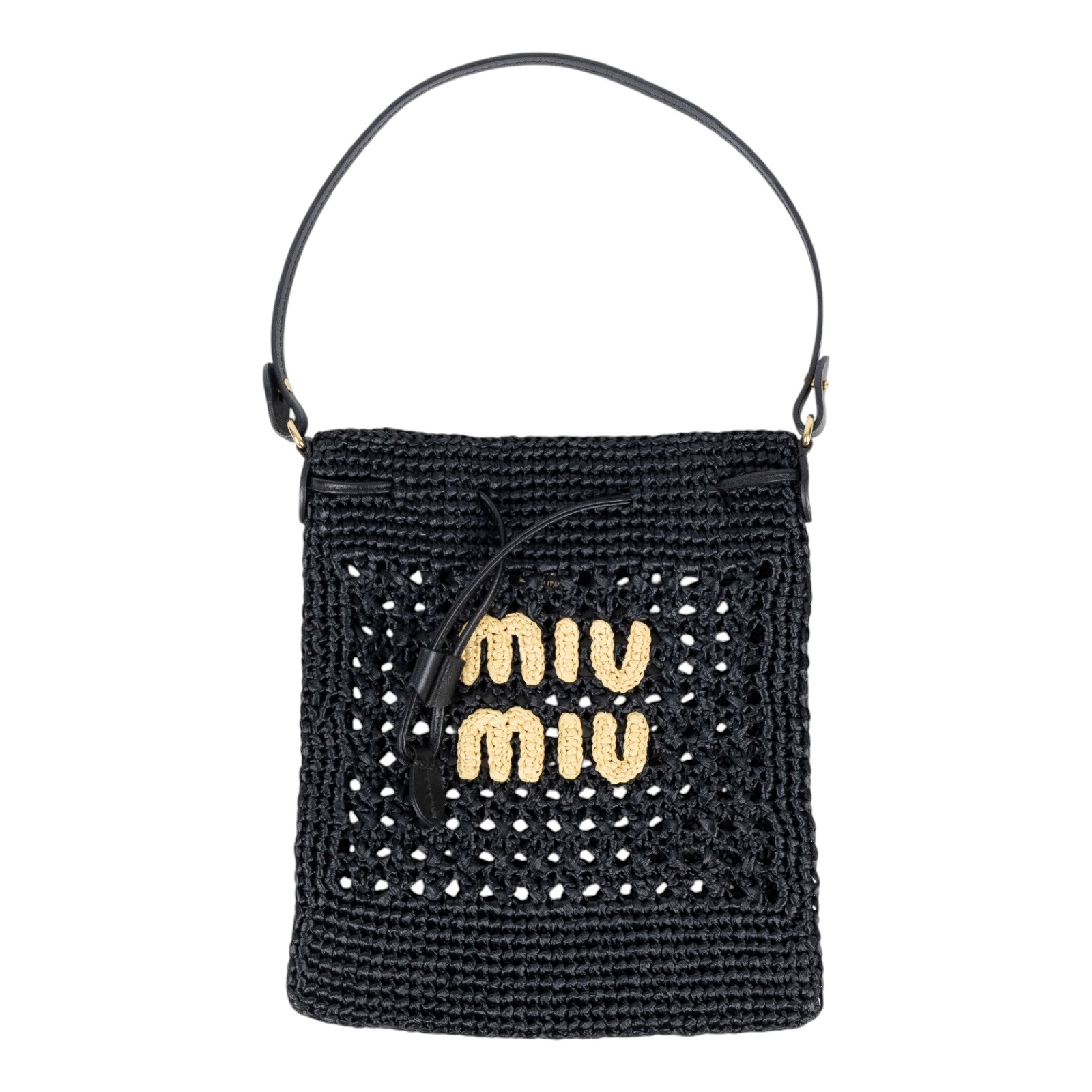 繆繆 MIU MIU 編織迷你包 5ND016_2DO1 黑編織迷你束口手提包 無附屬品