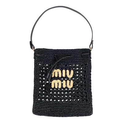 繆繆 MIU MIU 編織迷你包 5ND016_2DO1 黑編織迷你束口手提包 無附屬品
