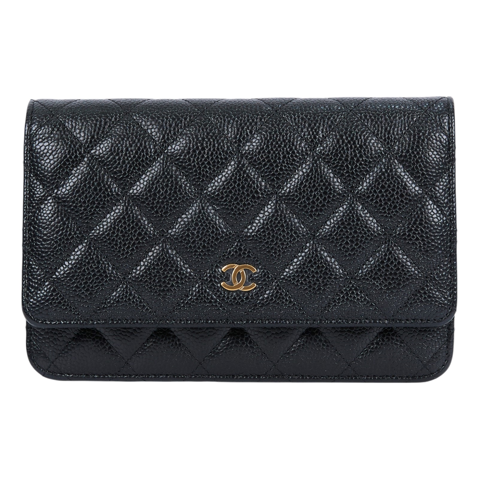 香奈兒 CHANEL 經典鏈子皮夾 菱格紋 CC LOGO AP0250 Y01864 晶片款 黑金荔枝WOC 原廠盒子/防塵袋/購買證明影本