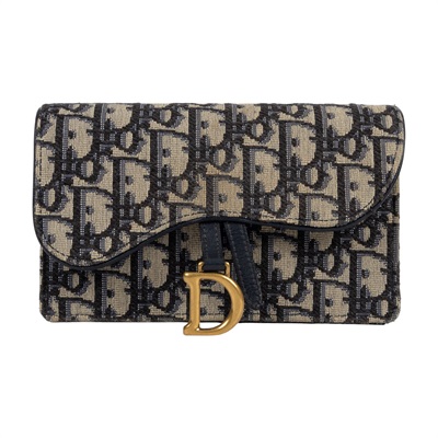 迪奧 CHRISTIAN DIOR Saddle 馬鞍 腰包 S5619CTZQ 藍緹花帆布SADDLE馬鞍腰包 無附屬品