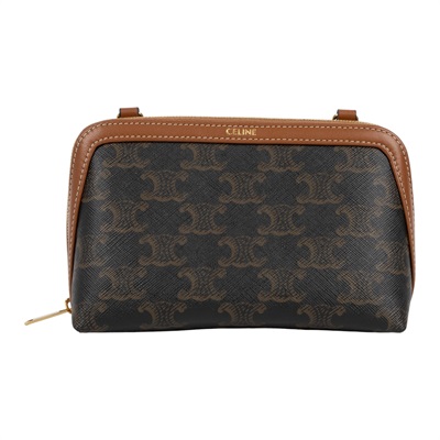 思琳 CELINE 標誌印花飾鍊 手提包 10E382CBX 棕凱旋金鍊包 原廠盒子/防塵袋