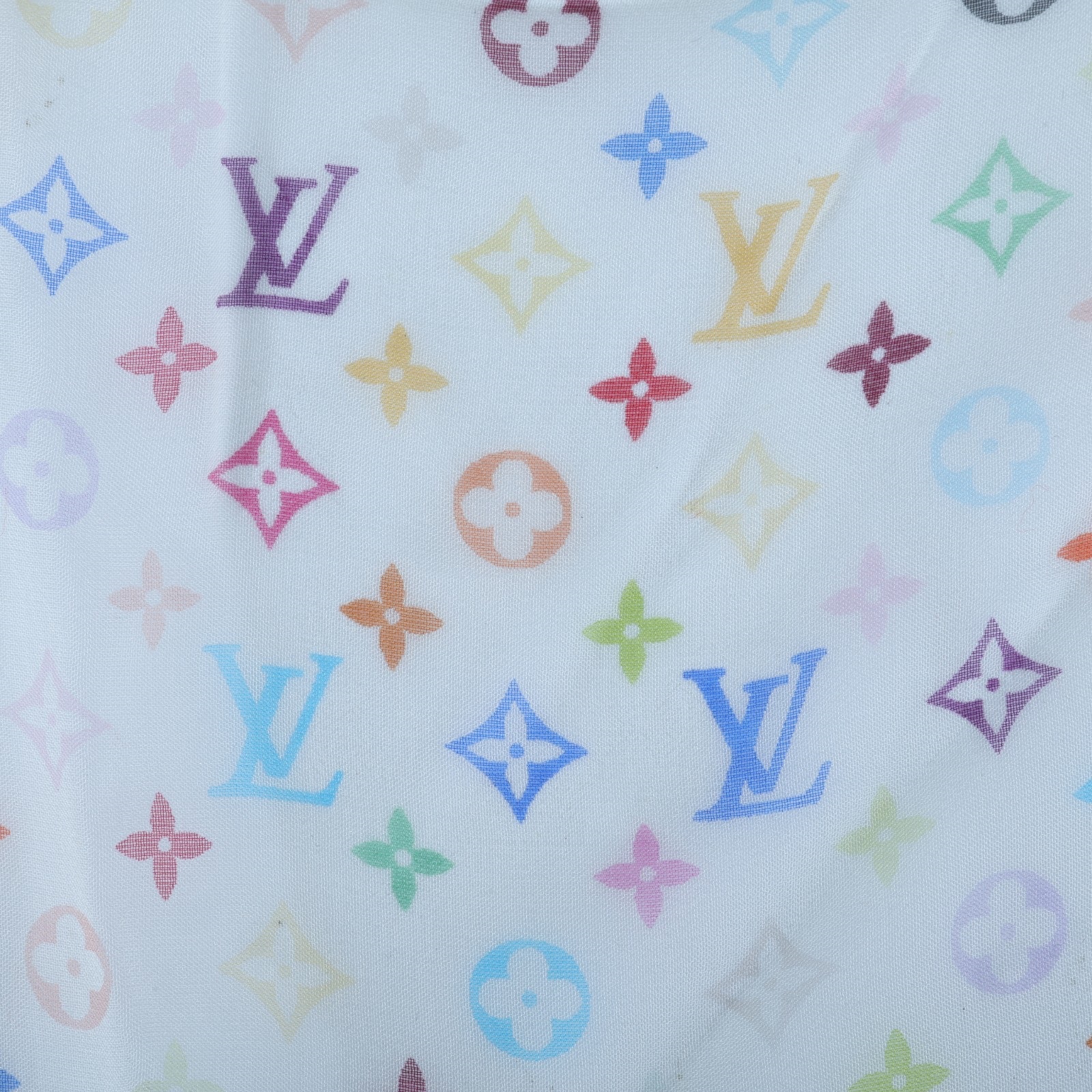 路易威登 LOUIS VUITTON LV x 村上隆 Multicolor Monogram 圍巾 絲巾  白彩絲巾 無附屬品